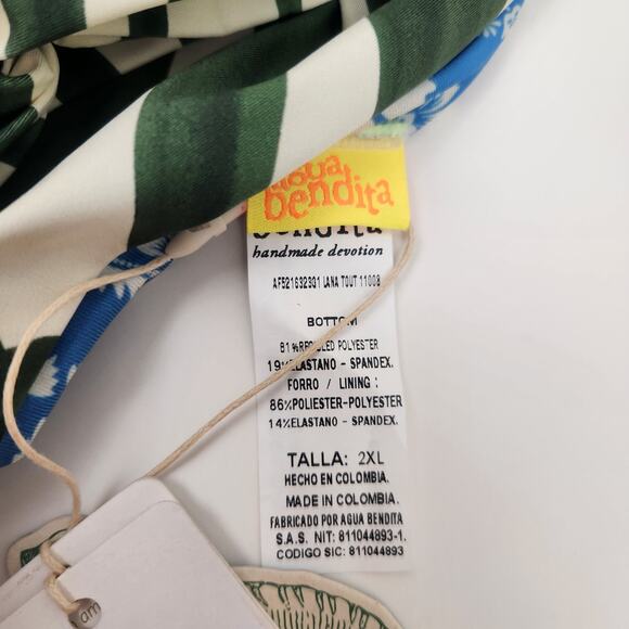 Agua Bendita Lana Bikini Bottom Size 2XL in Green Striped NWT - Picture 5 of 5
